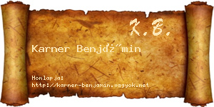 Karner Benjámin névjegykártya