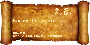Karner Benjámin névjegykártya